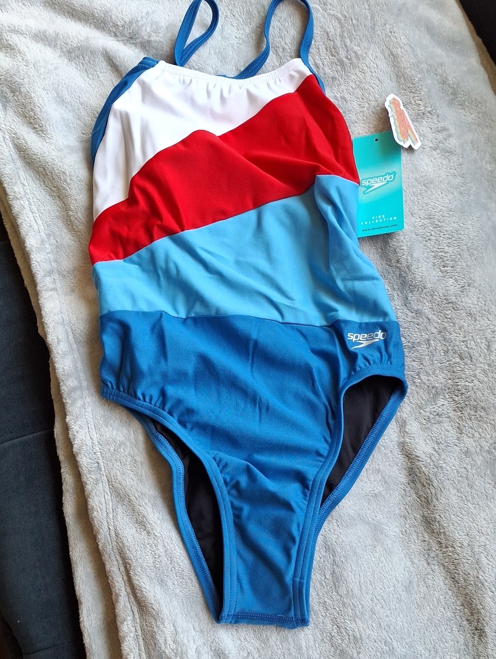 Speedo Red, White & Blue Colorblock One-Piece Swimsuit